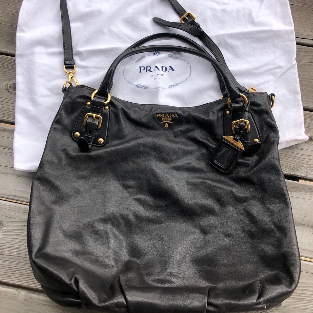 Prada Convertible Buckle Large Tote -soft calfskin